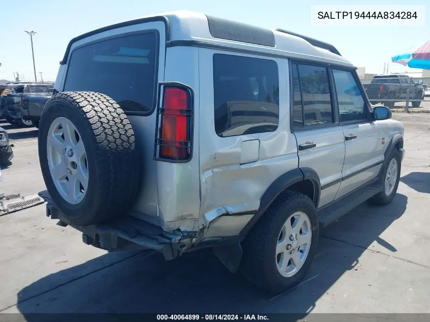 2004 Land Rover Discovery Hse VIN: SALTP19444A834284 Lot: 40064899