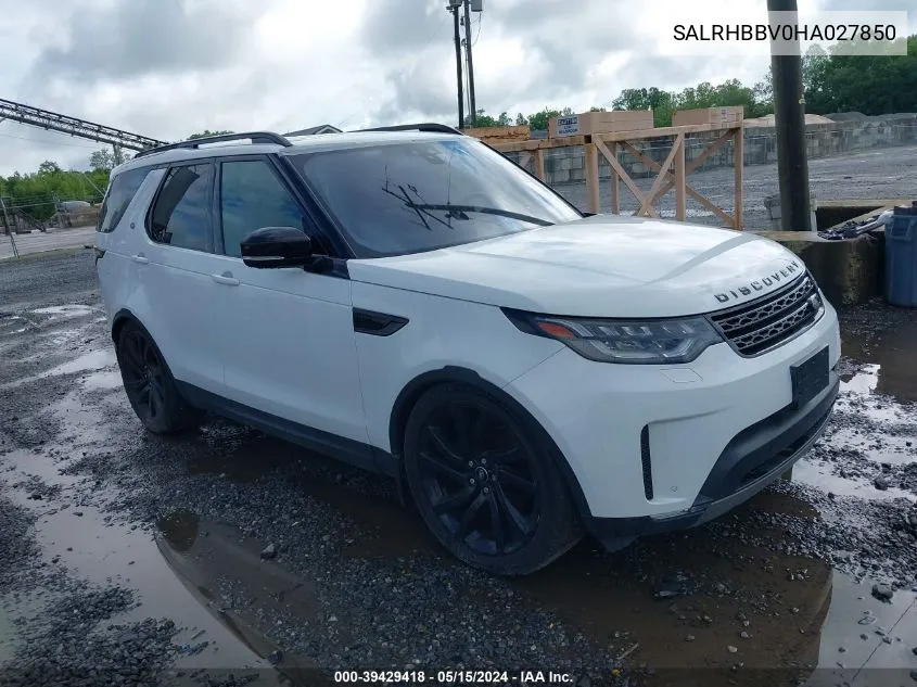 2017 Land Rover Discovery Hse Luxury VIN: SALRHBBV0HA027850 Lot: 39429418