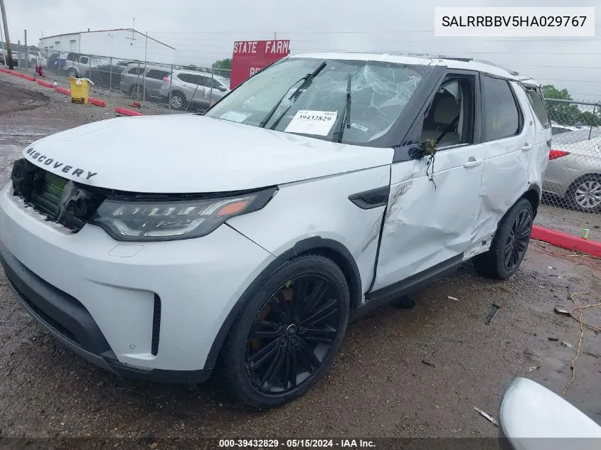 2017 Land Rover Discovery Hse VIN: SALRRBBV5HA029767 Lot: 39432829