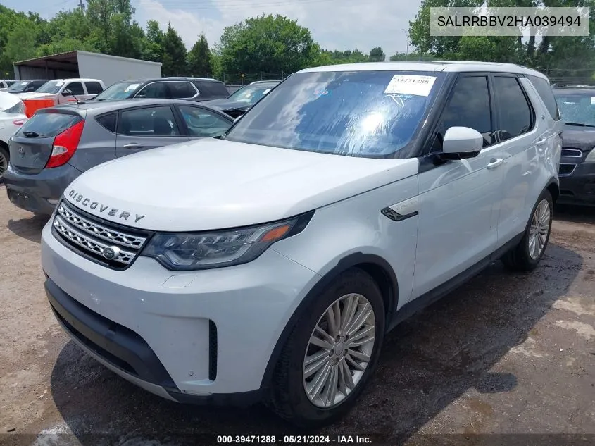 SALRRBBV2HA039494 2017 Land Rover Discovery Hse