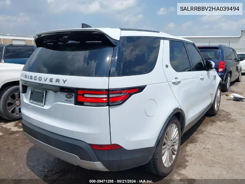 2017 Land Rover Discovery Hse VIN: SALRRBBV2HA039494 Lot: 39471288