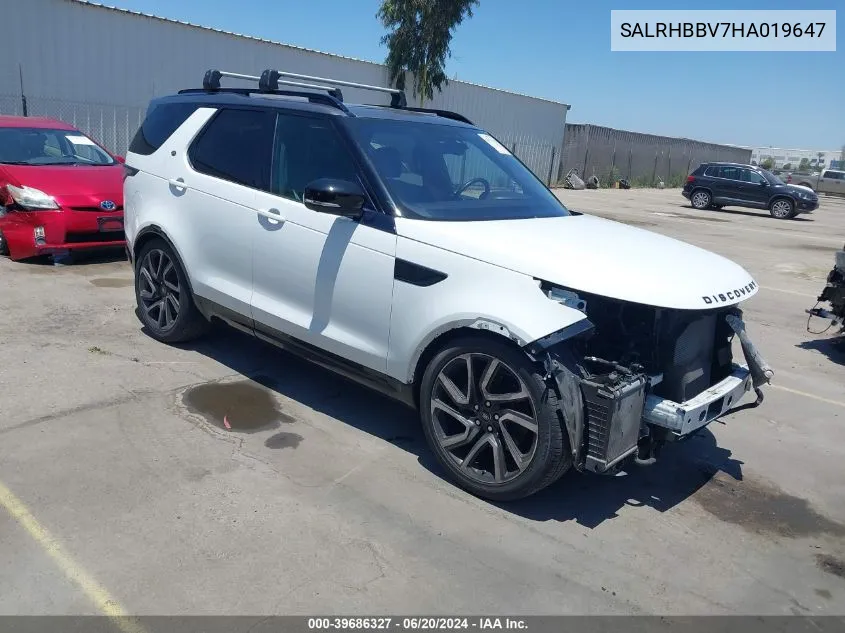 2017 Land Rover Discovery Hse Luxury VIN: SALRHBBV7HA019647 Lot: 39686327