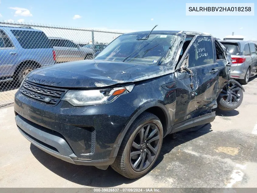 2017 Land Rover Discovery Hse Luxury VIN: SALRHBBV2HA018258 Lot: 39826537