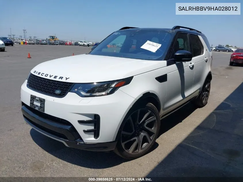 2017 Land Rover Discovery Hse Luxury VIN: SALRHBBV9HA028012 Lot: 39858625