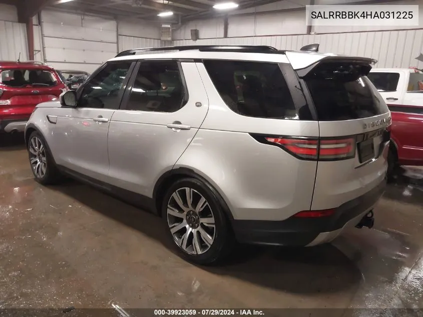 2017 Land Rover Discovery Hse VIN: SALRRBBK4HA031225 Lot: 39923059