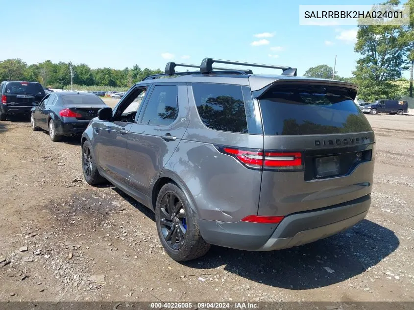 SALRRBBK2HA024001 2017 Land Rover Discovery Hse