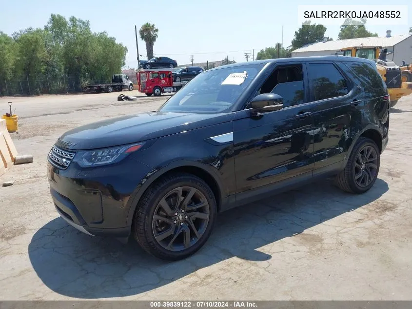 2018 Land Rover Discovery Hse VIN: SALRR2RK0JA048552 Lot: 39839122