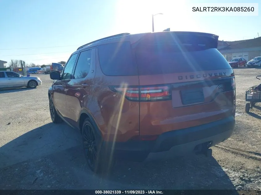 2019 Land Rover Discovery Hse Luxury VIN: SALRT2RK3KA085260 Lot: 38021339