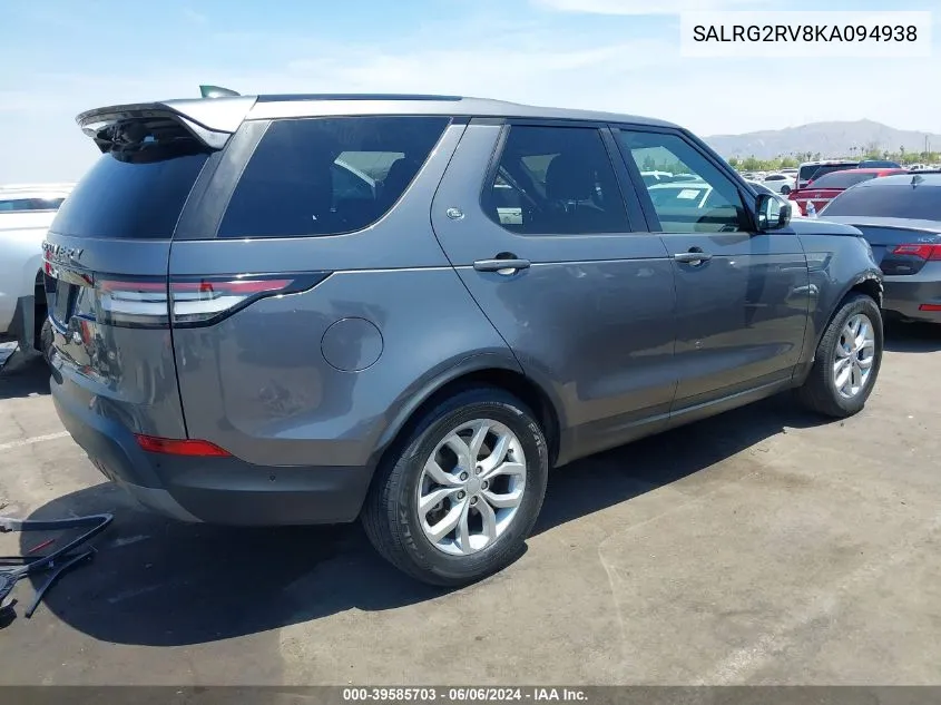 2019 Land Rover Discovery Se VIN: SALRG2RV8KA094938 Lot: 39585703