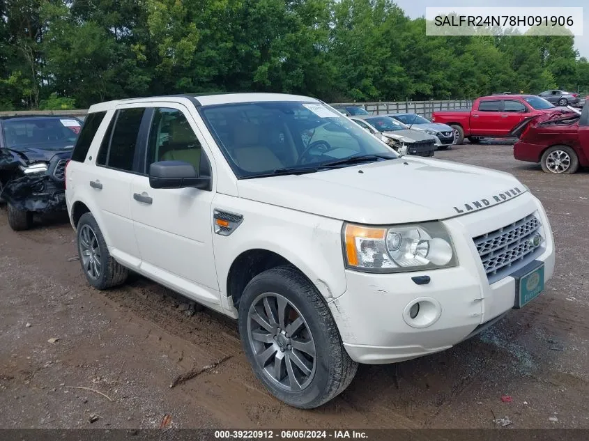 2008 Land Rover Lr2 Hse VIN: SALFR24N78H091906 Lot: 39220912