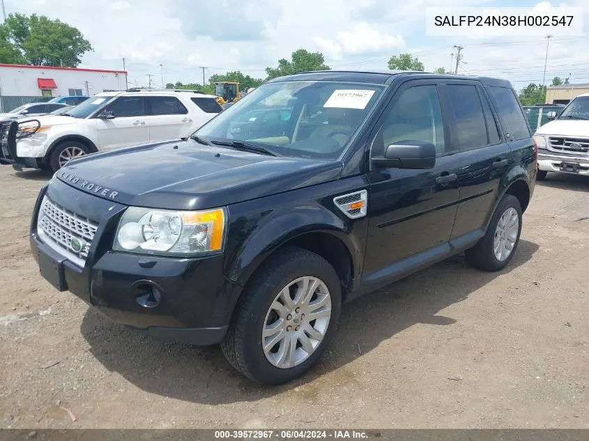 2008 Land Rover Lr2 Se VIN: SALFP24N38H002547 Lot: 39572967