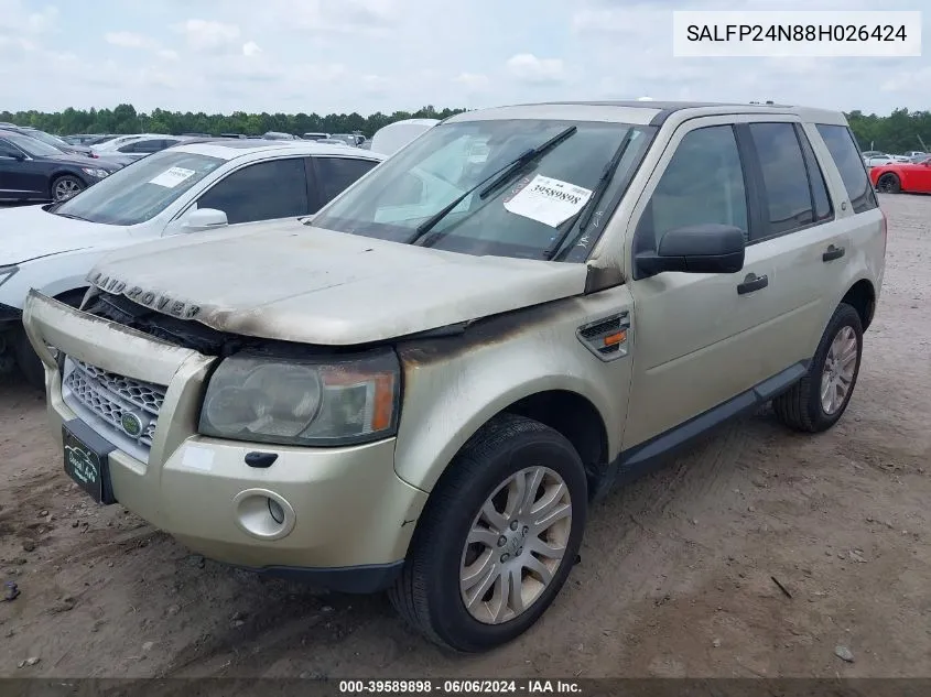 2008 Land Rover Lr2 Se VIN: SALFP24N88H026424 Lot: 39589898