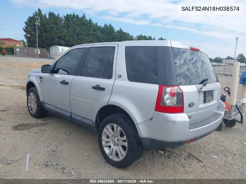 2008 Land Rover Lr2 Se VIN: SALFS24N18H038574 Lot: 39632658