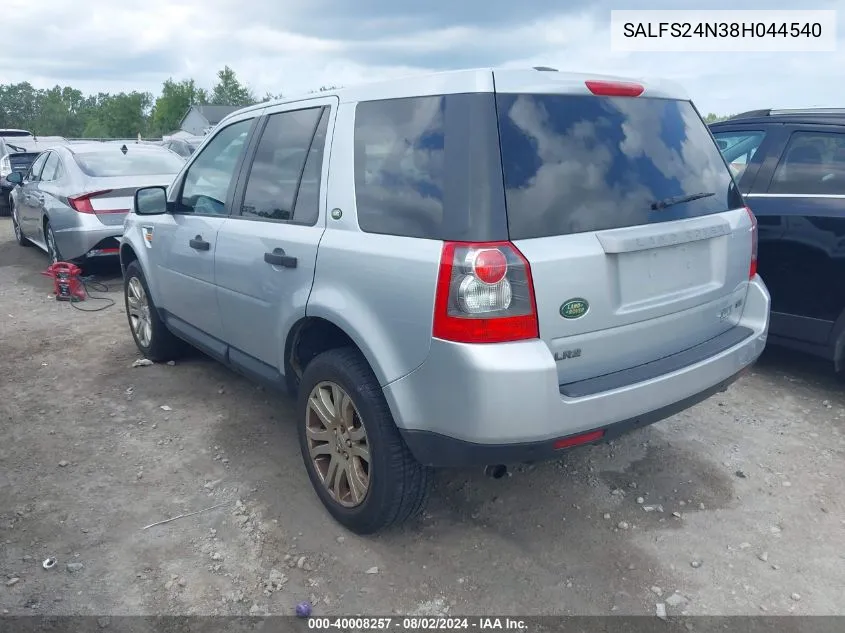 2008 Land Rover Lr2 Se VIN: SALFS24N38H044540 Lot: 40008257