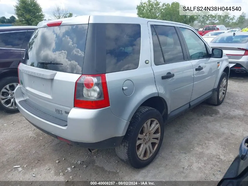 SALFS24N38H044540 2008 Land Rover Lr2 Se