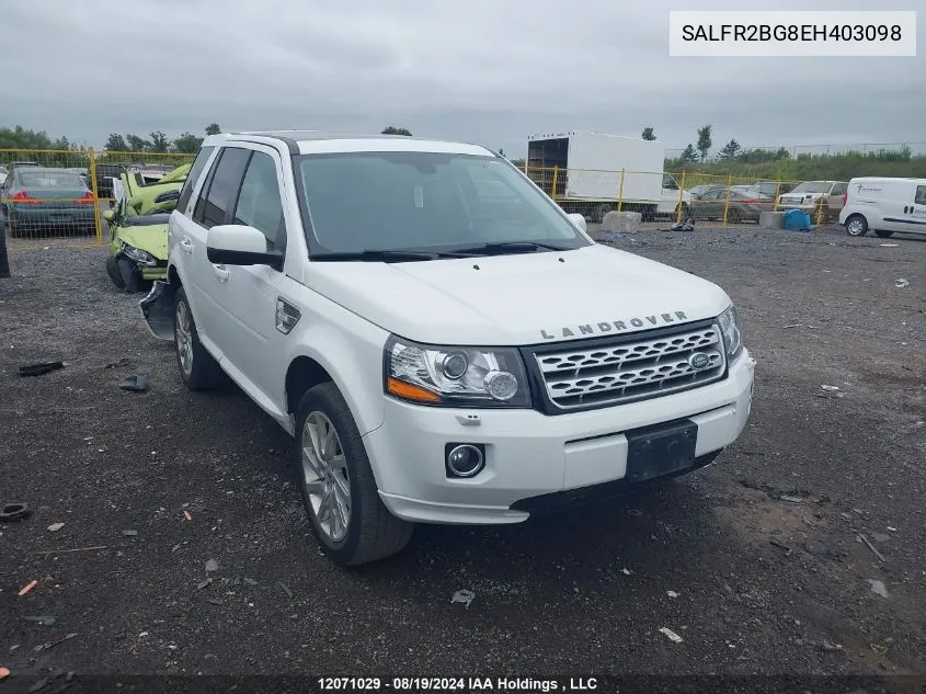 2014 Land Rover Lr2 VIN: SALFR2BG8EH403098 Lot: 12071029