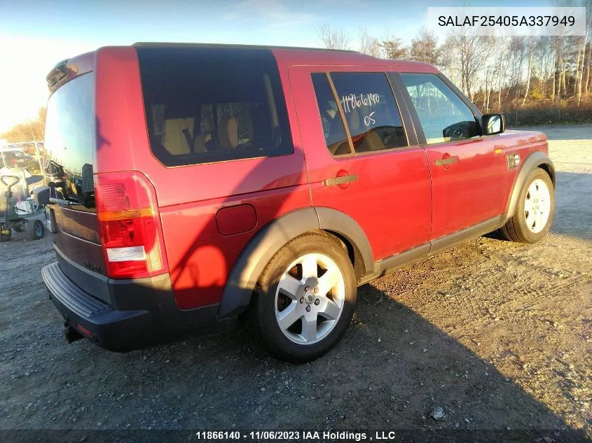 2005 Land Rover Lr3 Hse VIN: SALAF25405A337949 Lot: 11866140