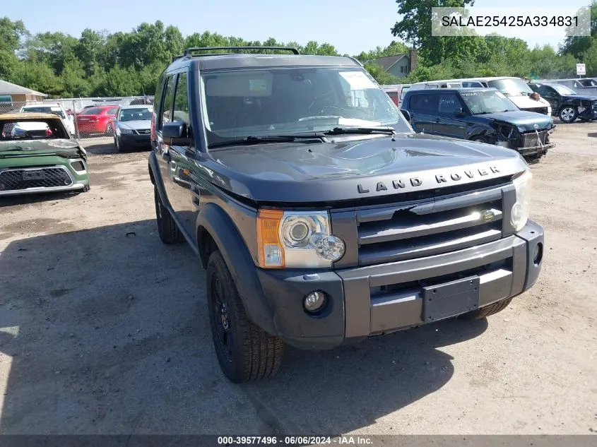 2005 Land Rover Lr3 Se VIN: SALAE25425A334831 Lot: 39577496