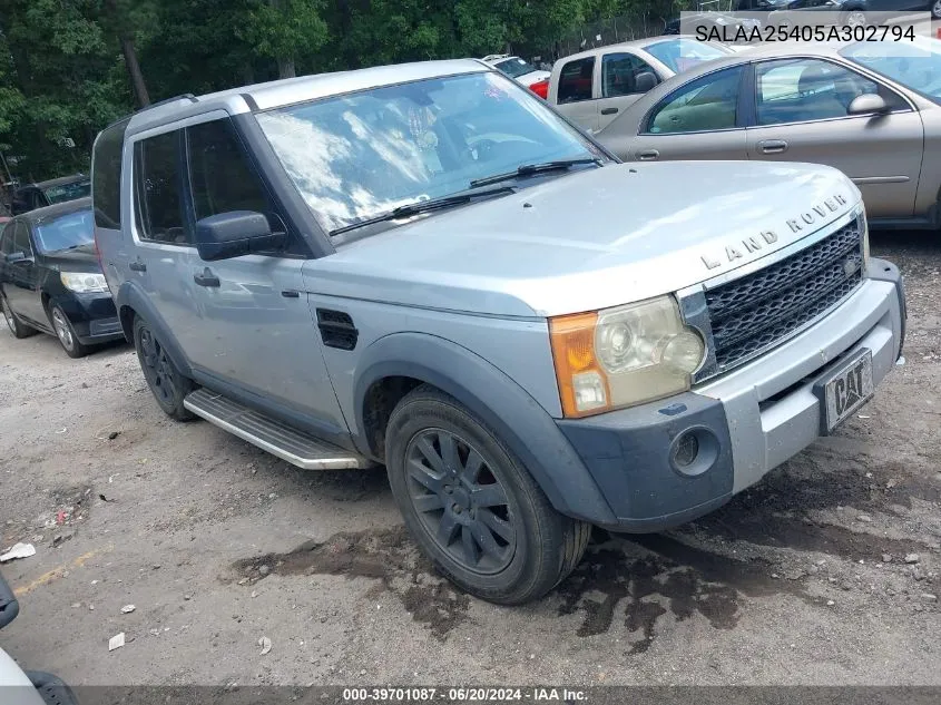 2005 Land Rover Lr3 Se VIN: SALAA25405A302794 Lot: 39701087