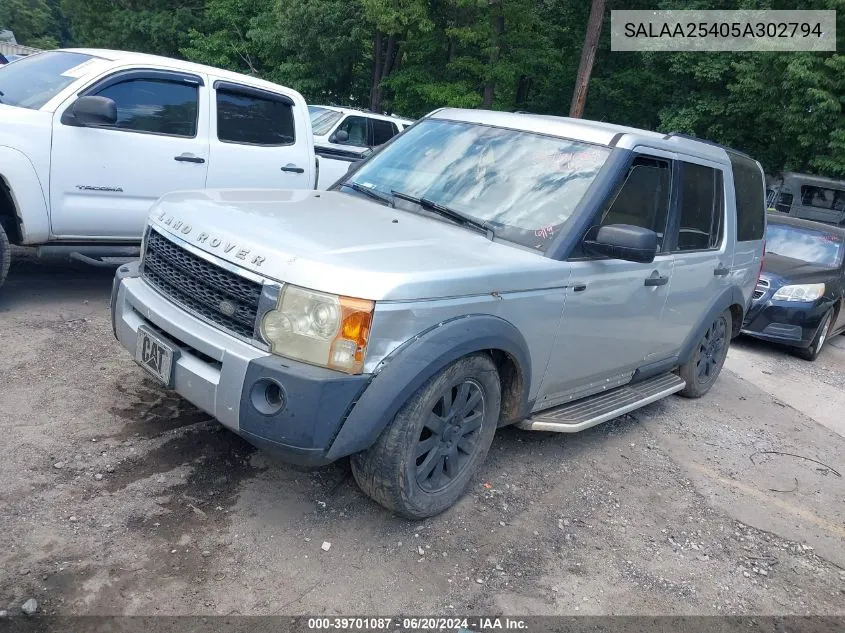 2005 Land Rover Lr3 Se VIN: SALAA25405A302794 Lot: 39701087