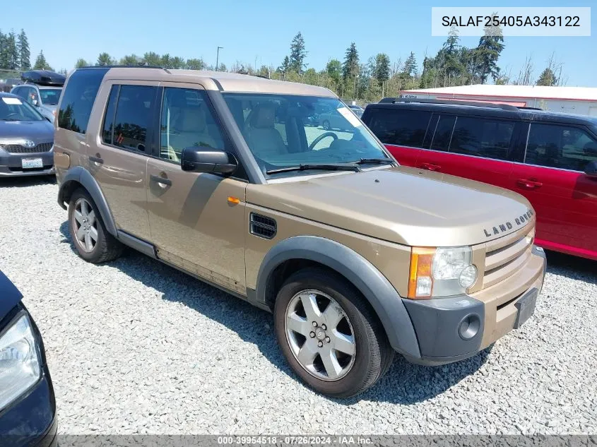 2005 Land Rover Lr3 Hse VIN: SALAF25405A343122 Lot: 39954518