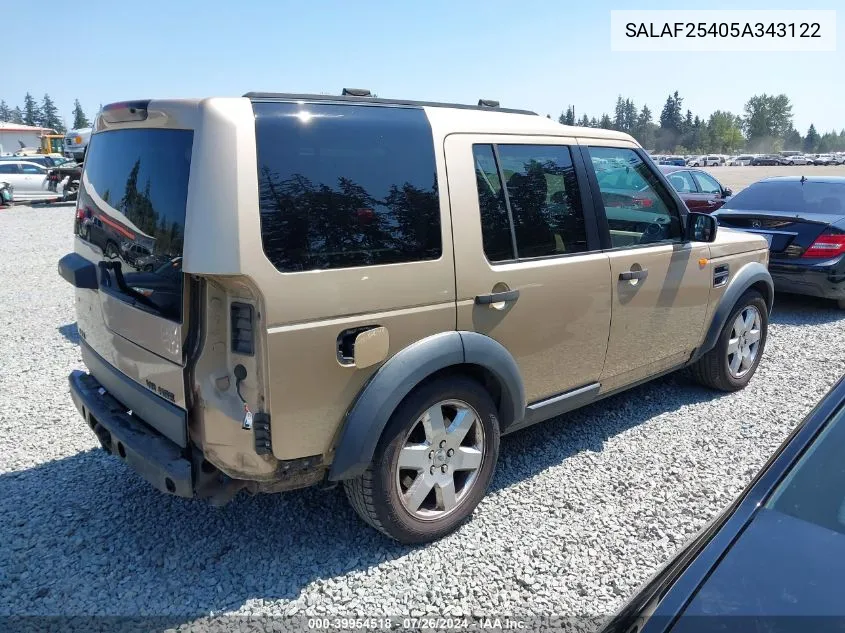 2005 Land Rover Lr3 Hse VIN: SALAF25405A343122 Lot: 39954518