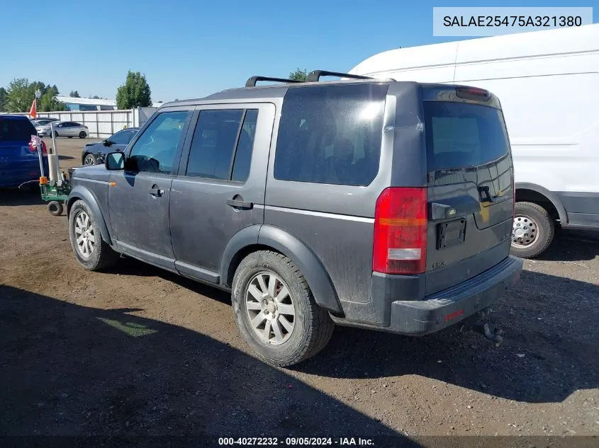 SALAE25475A321380 2005 Land Rover Lr3 Se