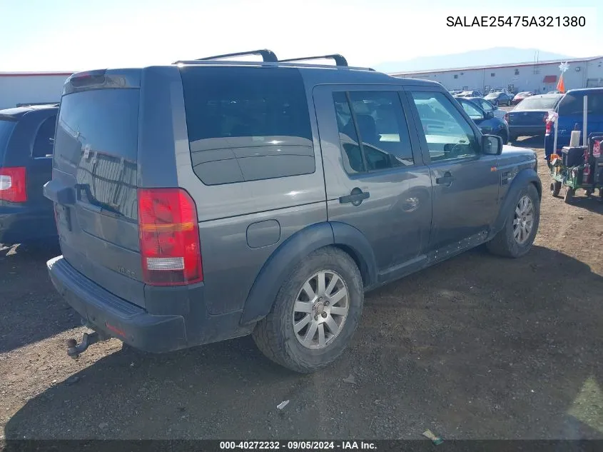 SALAE25475A321380 2005 Land Rover Lr3 Se