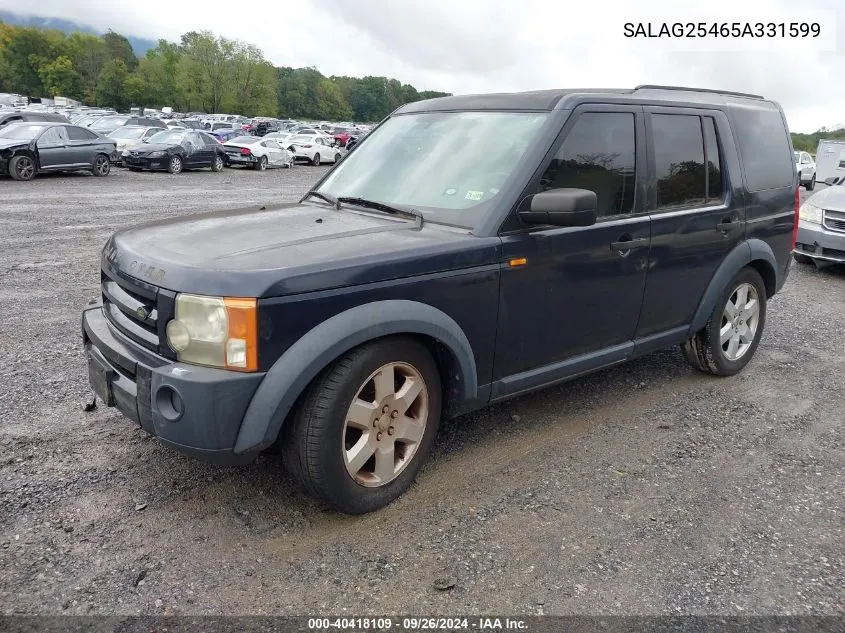 2005 Land Rover Lr3 Hse VIN: SALAG25465A331599 Lot: 40418109