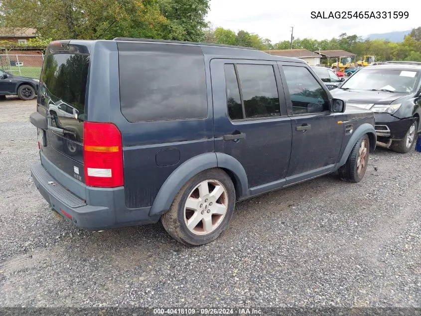 2005 Land Rover Lr3 Hse VIN: SALAG25465A331599 Lot: 40418109