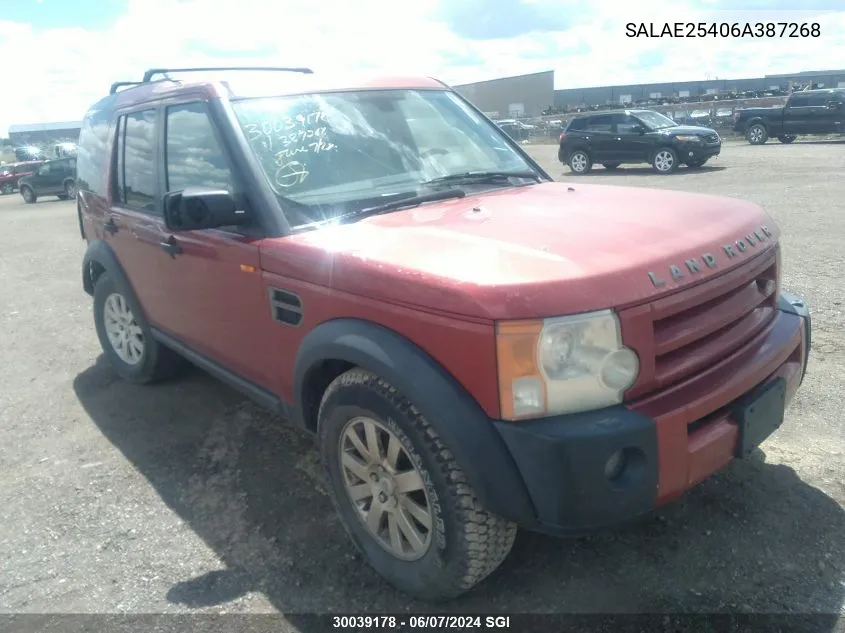 2006 Land Rover Lr3 Se VIN: SALAE25406A387268 Lot: 30039178