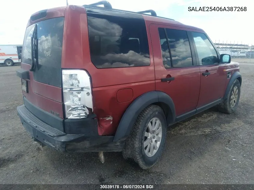 2006 Land Rover Lr3 Se VIN: SALAE25406A387268 Lot: 30039178