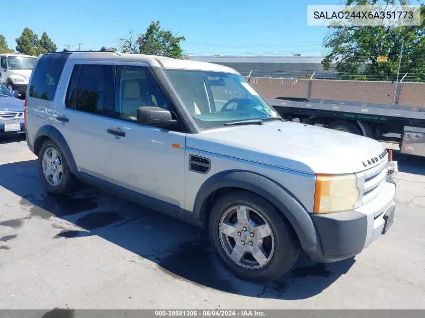 2006 Land Rover Lr3 V6 VIN: SALAC244X6A351773 Lot: 39581306