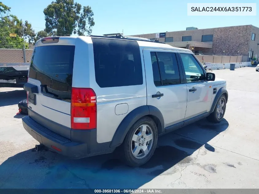 2006 Land Rover Lr3 V6 VIN: SALAC244X6A351773 Lot: 39581306