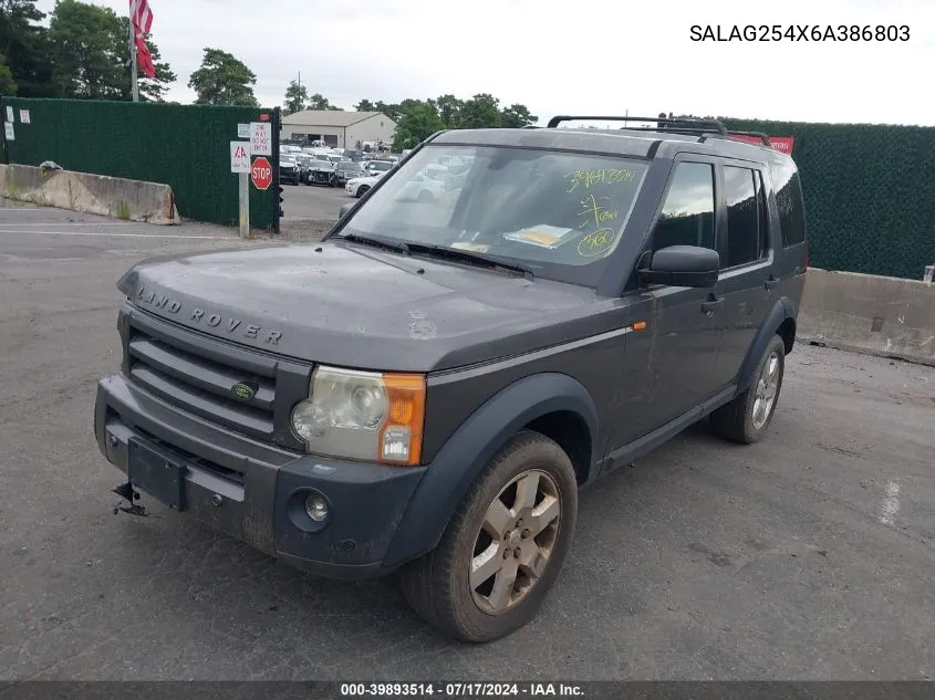 2006 Land Rover Lr3 Hse VIN: SALAG254X6A386803 Lot: 39893514