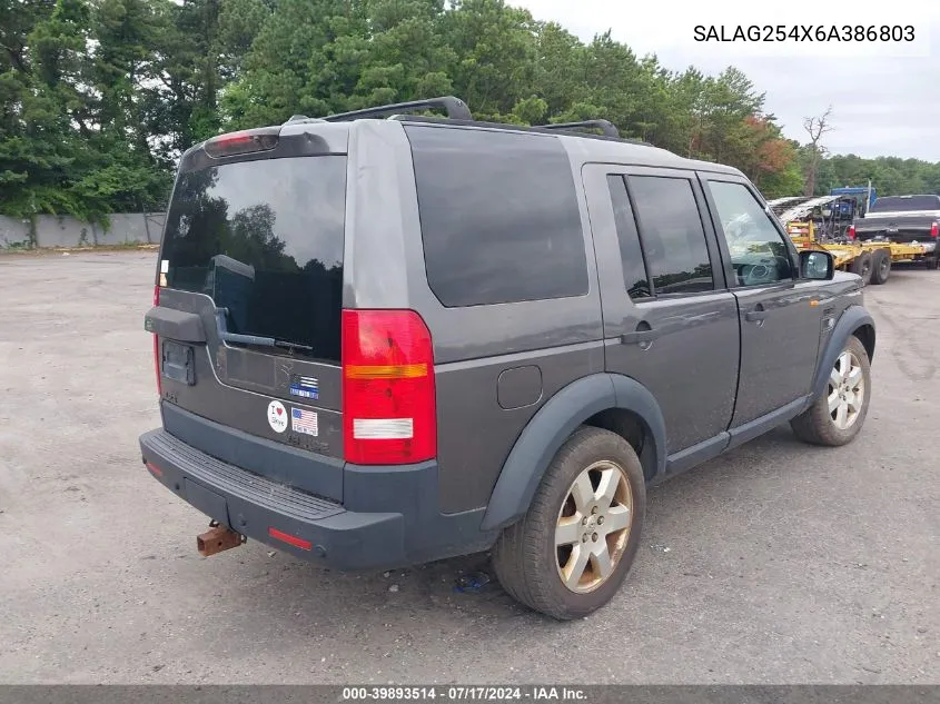 2006 Land Rover Lr3 Hse VIN: SALAG254X6A386803 Lot: 39893514