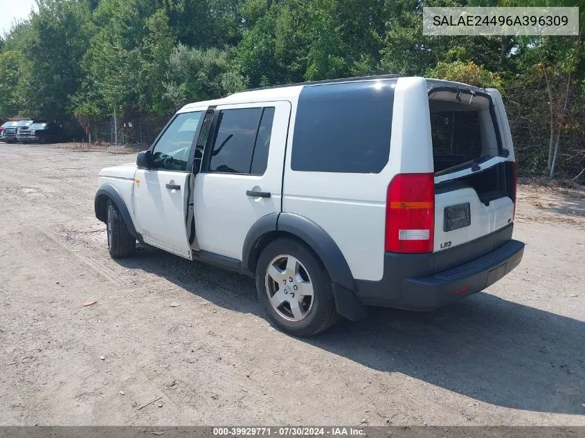 2006 Land Rover Lr3 V6 VIN: SALAE24496A396309 Lot: 39929771