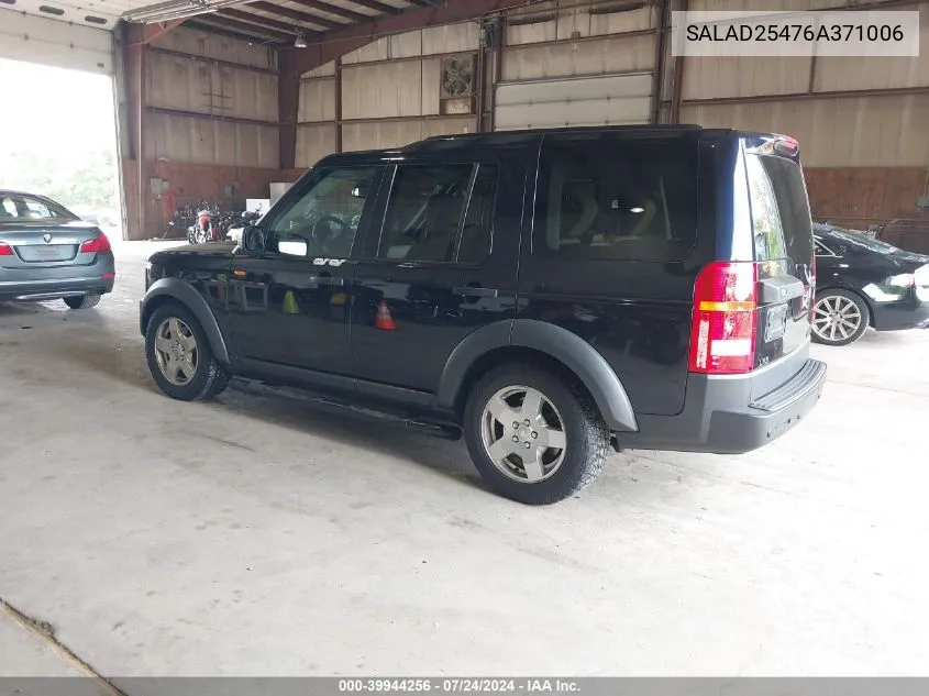 2006 Land Rover Lr3 V8 Se VIN: SALAD25476A371006 Lot: 39944256