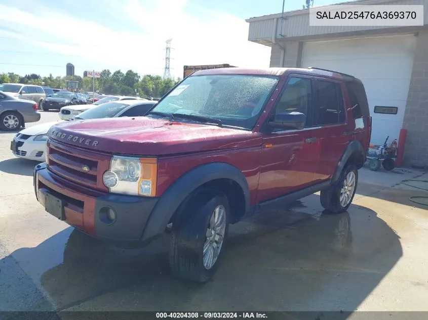 2006 Land Rover Lr3 V8 Se VIN: SALAD25476A369370 Lot: 40204308