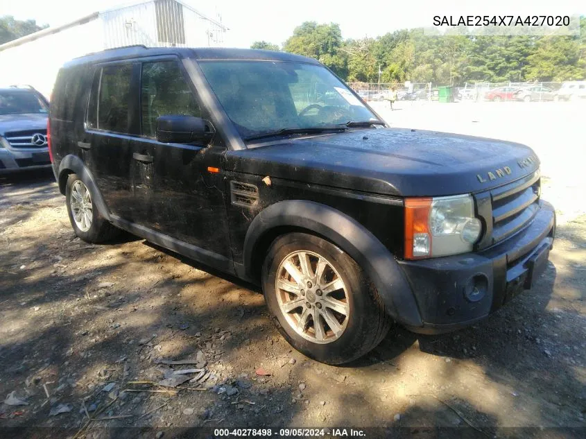 2007 Land Rover Lr3 Se VIN: SALAE254X7A427020 Lot: 40278498