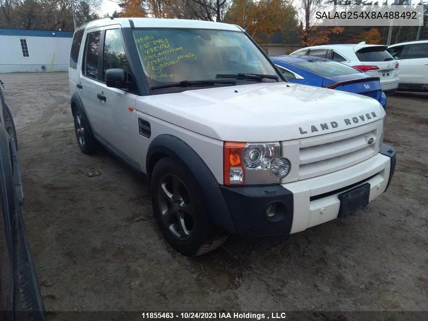 SALAG254X8A488492 2008 Land Rover Lr3 Hse