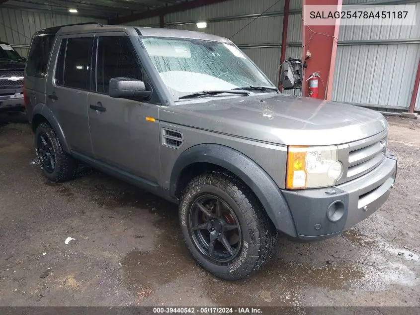 SALAG25478A451187 2008 Land Rover Lr3 V8 Hse