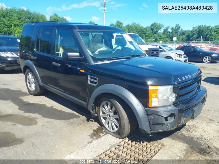 2008 Land Rover Lr3 V8 Se VIN: SALAE25498A489428 Lot: 39731442