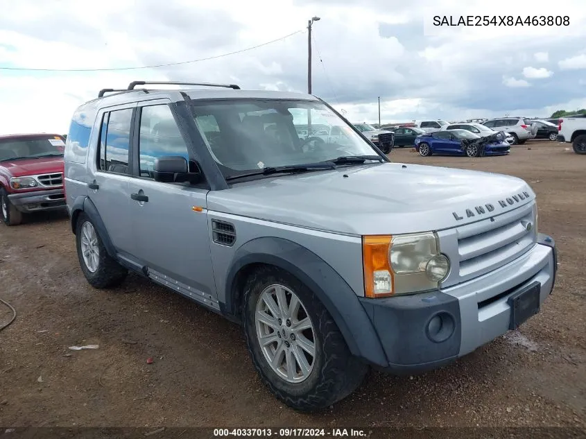 2008 Land Rover Lr3 V8 Se VIN: SALAE254X8A463808 Lot: 40337013