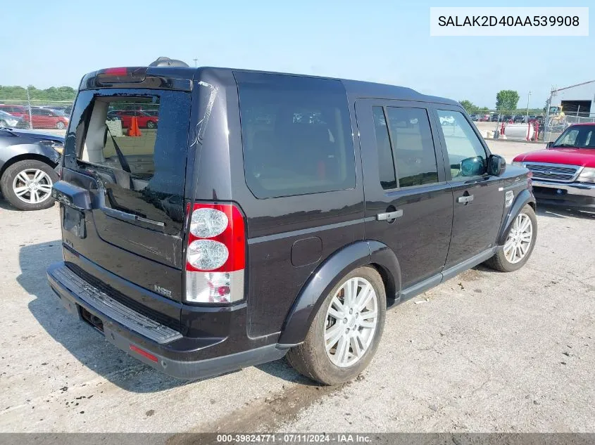 2010 Land Rover Lr4 VIN: SALAK2D40AA539908 Lot: 39824771