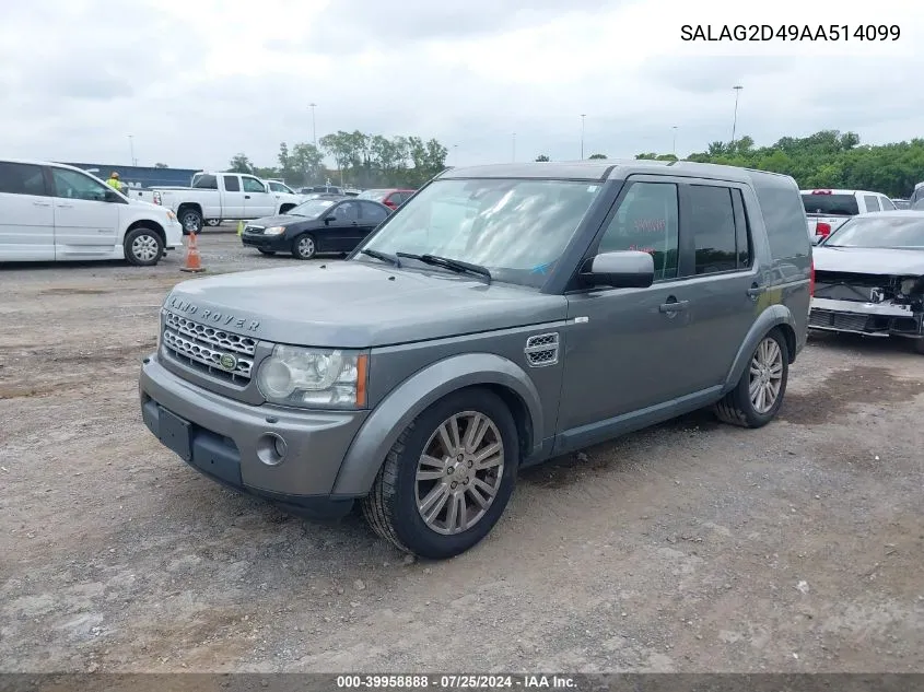 2010 Land Rover Lr4 Hse VIN: SALAG2D49AA514099 Lot: 39958888