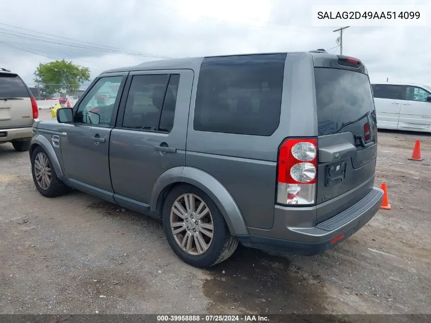 2010 Land Rover Lr4 Hse VIN: SALAG2D49AA514099 Lot: 39958888