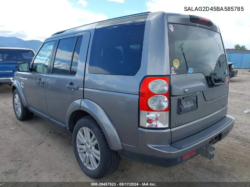 2011 Land Rover Lr4 VIN: SALAG2D45BA585785 Lot: 39457523