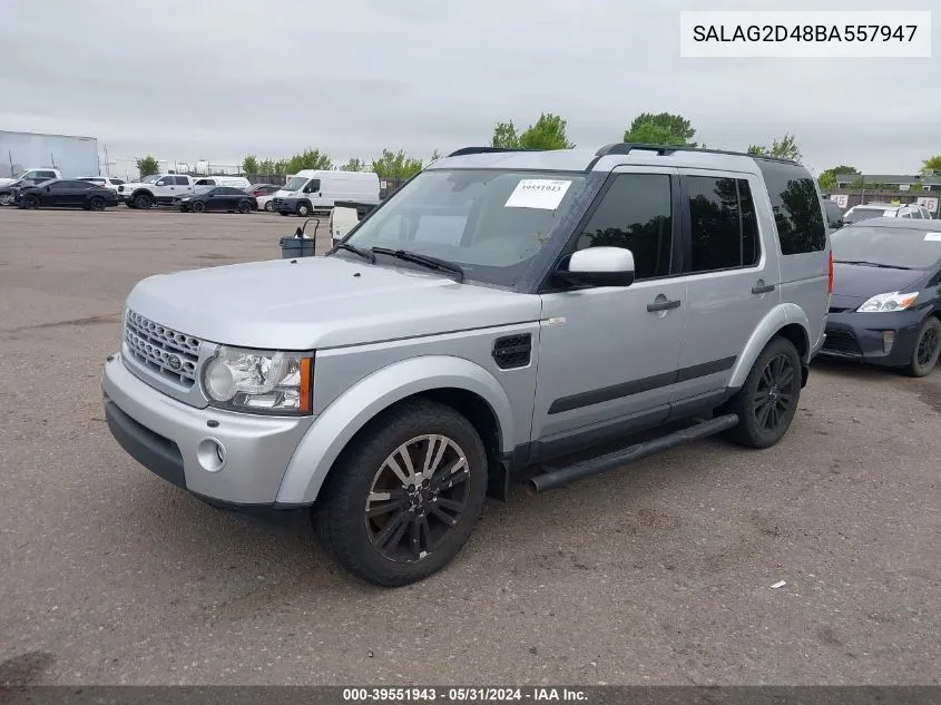 2011 Land Rover Lr4 VIN: SALAG2D48BA557947 Lot: 39551943