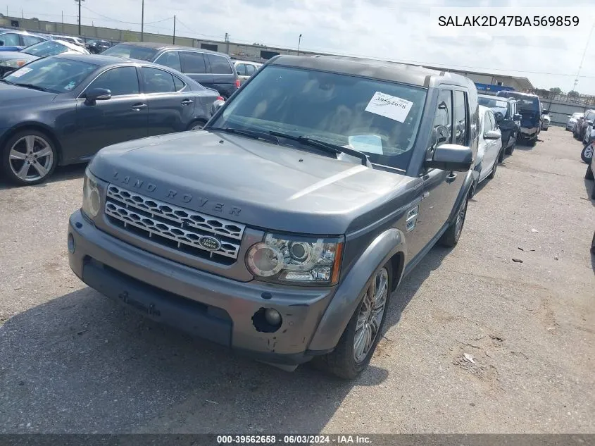 2011 Land Rover Lr4 Hse Luxury VIN: SALAK2D47BA569859 Lot: 39562658